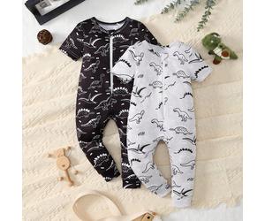 2 pièces Ensemble de pyjamas imprimé de dinosaure de dessin animé pour tout-petits garçons, matériau doux et confortable, convient pour les vêtements de détente des enfants 2Y,3Y,9-12M,12-18M,18-24MCa