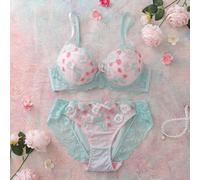 2 pièces Ensemble de soutien-gorge à armatures vert menthe, grand maintien, levage et décolleté, broderie florale, soutien-gorge balconnet push-up confortable L,M,S,XL,XXLBlocs de couleur,PlantesBrode