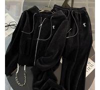 2 pièces Ensemble de Sweat-shirt-shirt zippé à capuche de style navetteur brodé, cadeau pour les amis L,M,S,XL,XSgraphiquePolyester