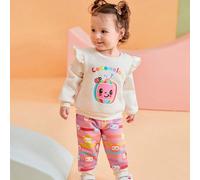 2 pièces Ensemble de Top à volants imprimé pastèque et pantalon rayé coloré pour bébé fille, mignon et doux 6-9M,9-12M,12-18M,18-24M,2-3YCartoon,Géométrique,Lettres,PaysageTissu tricoté