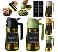 2 pièces Ensemble de vaporisateurs d'huile en plastique/verre, bouteilles de distribution d'huile de cuisine, vaporisateur d'huile d'olive 2-en-1 et distributeur d'huile, bouteille de vaporisation d'h