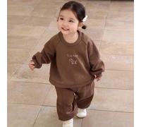 2 pièces Ensemble de vêtements pour filles bébé - sweat-shirt à manches longues avec imprimé lettres et dessins animés, et pantalon ample. Tenues décontractées pour tout-petites filles 6-9M,9-12M,12-1