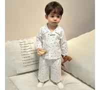 2 pièces Ensemble décontracté à manches longues avec chemise rayée en forme de cœur et pantalon pour tout-petits garçons, printemps/automne 6-9M,9-12M,12-18M,18-24M,2-3YGéométriqueTissu tissé