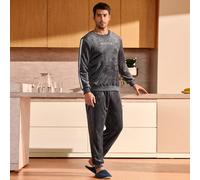 2 pièces Ensemble décontracté de Top col ras du cou en molleton et pantalon avec slogan brodé pour homme L,M,S,XL,XXLBlocs de couleur,LettresÉtoffe