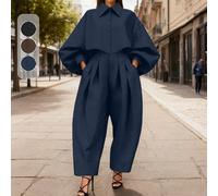 2 pièces Ensemble femme grande taille, chemise couleur unie et pantalon à jambe évasée, à la mode pour le bureau et les fêtes, tenue élégante pour le Nouvel An Printemps 0XL,1XL,2XL,3XL,4XLUnicoloreTi