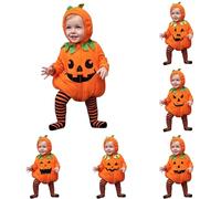 2 Pièces Ensemble Halloween pour Bébé Garçon Fille Déguisement Halloween 0-24 Mois Combinaison à Manches Longues Chapeau