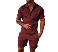 2 pièces Ensemble Homme Été Mode Couleur Unie Polo à Manches Courtes + Short avec Fermeture éclair et Poches Survêtement Ensemble Jogging Homme Confortable Respirant Extérieur Casual 2025
