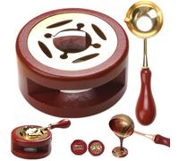 2 pièces/ensemble Kit de sceau de cire avec four et cuillère Kit cire à cacheter drôle bricolage réchauffeur joint facile à nettoyer réchauffeur scellage pour enveloppe timbre perl..