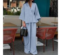 2 pièces Ensemble pantalon style A-line col V, style urbain minimaliste, convient pour la Saint-Valentin, la saison des mariages, les fêtes de remise des diplômes, élégant et polyvalent, décontracté c