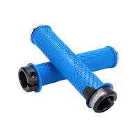 2 pièces/ensemble poignées de VTT cyclisme anti-dérapant guidon couverture serrure sur poignées de guidon (Bleue)