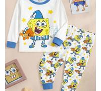 2 pièces Ensemble pyjama garçon bébé avec motif de dessin animé, Top à col ras-du-cou à manches longues et pantalon en tricot, confortable et décontracté, extensible 2Y,3Y,9-12M,12-18M,18-24MCartoonTi