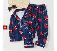 2 pièces Ensemble pyjama pour jeune garçon avec veste en tricot à imprimé graphique confortable et doux et pantalon ample 6Y,7Y,8Y,4Y,5YCartoon,Géométrique,LettresÉtoffe