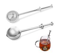 2 Pièces Ensemble Siphon à Thé Inox 304 Longue Poignée Protection Contre la Chaleur Design Accroché Maison Bureau Indispensable Idéal pour Stocker Thés Herbes Thés aux Fruits Épices Boule