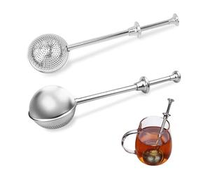 2 Pièces Ensemble Siphon à Thé Inox 304 Longue Poignée Protection Contre la Chaleur Design Accroché Maison Bureau Indispensable Idéal pour Stocker Thés Herbes Thés aux Fruits Épices Boule