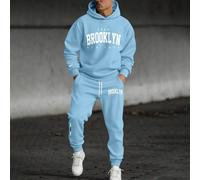 2 pièces Ensemble sweat-shirt décontracté et pantalon de survêtement avec imprimé slogan New York, vêtements d'automne/hiver pour hommes L,M,S,XL,XXLLettresPolyester