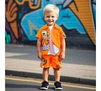 2 pièces Ensemble t-shirt à manches courtes et short pour tout-petits garçons, imprimé animal mignon, tenue d'été décontractée pour une escapade, des vacances, des voyages, la détente, le bronzage 6Y,