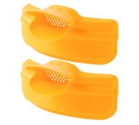 2 Pièces Entonnoir de Versement pour Bord de Pot, Jaune en Silicone | Déflecteur Rond Clipsable, Surface Lisse et Rangement Compact, pour Casseroles à Soupe, Poêles à Rebord et Pâtes
