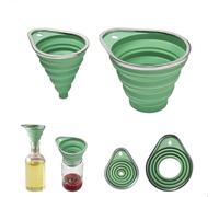 2 Pièces Entonnoir Pliable en Silicone, Silicone Entonnoir Cuisine avec Bordure en Inoxydable, Comprend le Grand et Petit, Convient pour le Transfert D'huile, De Bière et de Liquides, Poudre (Vert)