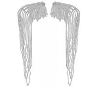 2 pièces épaulettes brodées de paillettes avec chaîne d'épaule et pompon pour robes de mariage et spectacle, argent