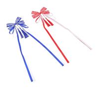 2 Pièces Épingle à Cheveux Chinoise à Nœud, Ruban Long Décoratif | Cloth et Imitation Pearl, Bleu Rouge, pour Cosplay, Scène, Coiffures Han Chinois