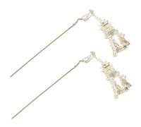 2 Pièces Épingle à Cheveux Lanternes Rétro en Alliage | Frange à Pompon, Usage Chignon et Hanfu, Or, Mixage Facile, pour Femmes, Usage Fréquent