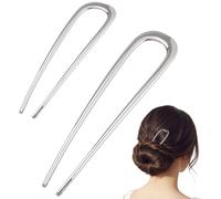 2 pièces épingle à cheveux torsadée française en forme de U épingles à cheveux françaises fourchettes en métal vintage maintien sécurisé pour femmes chignons et chignons (argent 2 tailles)