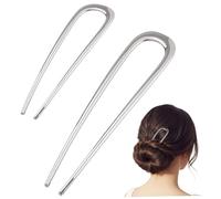 2 pièces épingle à cheveux torsadée française épingles à cheveux françaises en forme de U, fourchettes en métal vintage maintien sécurisé pour femmes chignons et chignons (argent, 2 tailles