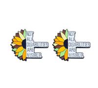 2 pièces Épingle de sensibilisation au handicap Tournesol - Badge émail « Tous les handicaps ne sont pas visibles », broche de soutien pour les handicaps cachés pour la défense de l’inclusion de la