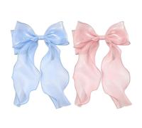 2 Pièces Épingles À Cheveux En Filet, Épingles À Cheveux De Nœud, Épingles À Cheveux Douces Mignonnes, Accessoires De Coiffure, Accessoires De Cheveux Pour Femmes (Bleu, Rose).