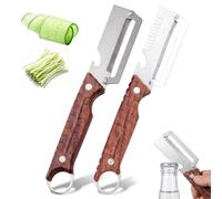 2 Pièces Eplucheur Multifonction,Acier Inoxydable,Avec Manche En Bois | 3-En-1 Eplucheur Multifonctionnel,Éplucheur De Légumes Multifonction,Avec Râpe Et Décapsuleur,Adapté Aux Fruits Et Légumes