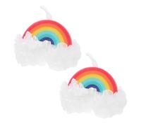 2 Pièces Éponge Boule de Bain Arc-en-ciel en Filet PE