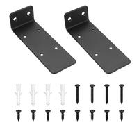 2 Pièces Equerre Etagere Murale, 140mm Support Etagere Murale Triangle, Supports d'étagères Flottants a L, Equerre Metal Noir, Support étagère Murale Fixation Etagere Invisible pour Étagères