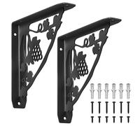 2 Pièces Equerre Etagere Murale, Supports Triangulaires Angulaires Droits de 90 Degrés, Support D'étagère Murale, Support d'angle Brace pour Salon (2 PCS Noir 200X200MM Raisins)