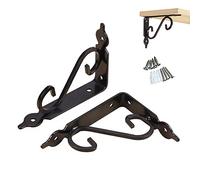 2 Pièces Equerre Etagere Murale, Supports Triangulaires de 90 Degrés en Acier,Fixation Murale En Forme L Support, Facile à installer, économisez de l'espace, pour salon, cuisine,Noir,190mm/7.5in