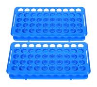 2 Pièces Étagère à Tubes à Essai 50 Trous en Plastique | Organisation, Structure Stable, Usage Scolaire et Activités Scientifiques, Couleur Bleue, Format Portable