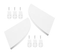 2 Pièces Étagère D’angle Murale en Bois Blanc, Triangle Flottant pour | Bois Massif, Surface Inclinée et Bord Anti-roulis, , pour Appartement ou Bureau