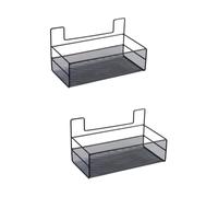 2 Pièces Étagère Murale de Salle de Bain sans Perçage en Fer Noir | Grosse Capacité de Rangement, Installation Murale, Usage Hôtel et Salle de Bain, Panier Discret Noir