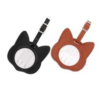 2 pièces Étiquette Bagage Avion Chat en PU, Identification Valise Chic | Poche D’Information, Sangles à Boucle, Motif Chat Imprimé, Présent pour Femmes et Amoureuses des Chats