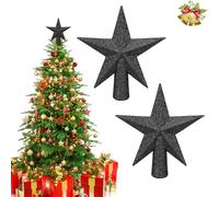 2 Pièces Étoile Sapin de Noel, Scintillante Topper d'arbre de Noël, Décoration du Sommet du Sapin de Noël, Décorations Étoiles de Noël pour Maison Décorations Fête 11cm(Noir)