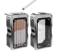 2 Pièces Étui À Cigarettes Avec Briquet, Boîte À Cigarettes Rechargeable, Briquet Coupe-Vent, Briquet À Gaz, Briquet Tempête, Peut Contenir 20 Cigarettes, Cadeaux Pour Hommes Et Femmes