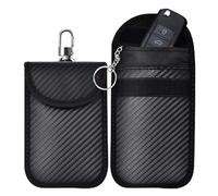 2 Pièces Etui Anti Rfid,Protege Clef Voiture,Pochette Anti Rfid,Schutz Pochette Voiture Protection Clef,Faraday Pouch Bag Pour Clef Télécommande Avec Anneau Porte-Clé Intégré Fibre Carbone Bloqueur