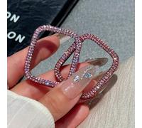2 pièces Étui de protection en cristal brillant et strass, coque rigide ajourée compatible avec Apple Watch 38/40/41/42/44/45/46/49mm Série Ultra/SE/11/10/9/8/7/6/5/4/3/2/1, rose + rouge 38mm,40mm,44m