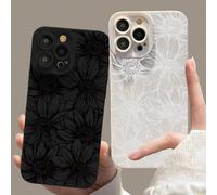 2 pièces Étui de téléphone mode motif floral, œil de lotus creux mat anti-chute en TPU, compatible avec iPhone 16/15 Pro Max/14 Pro Max, compatible avec Galaxy, compatible avec Samsung/compatible avec