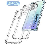 2 pièces Étui pour OPPO, étuis de téléphone souples et transparents en TPU, étuis de protection en silicone slim antichoc, transparent. Couverture résistante aux rayures, imperméable et anti-chute pou