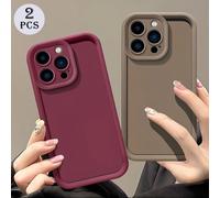 2 pièces Étuis de téléphone compatibles de couleur unie antichoc avec finition mate compatibles avec 7/8/X/XR/XS Max/11/12/13/14/15/16/17 Pro Max, Galaxy A14/A15/A16/A17/A04/A05/A06/A07/A54/A55/A56/A5