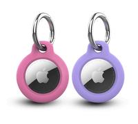 [2 pièces] Étuis pour Apple AirTag, Yilgviza Coque en TPU pour Un Porte-clés AirTag, Protection Contre Les Chutes et Les Rayures Compatible avec Le Apple AirTag (Rose+Violet)