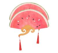 2 Pièces Éventail Japonerie Pastèque Rouge, Bambou Papier