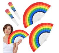 2 Pièces Éventail Pliant Arc-en-Ciel,Éventail arc-en-Ciel,Éventail Multicolore Pride,Éventails Pliants Arc-En-Ciel Gay Pride,Accessoires Parade Pride pour Gay Pride Été Décoration Fête Cadeaux(A)