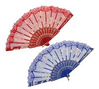 2 pièces Éventail Pliant en Dentelle Décoratif, Pliable, Rouge, pour | Accessoire en Dentelle et Plastique, Style Délicat, pour Costumes, Fonds Photo, Photographe, Présent
