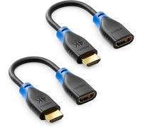 2 Pièces Extension HDMI pour Clé TV - Câble Adaptateur HDMI pour Streaming Roku Chromecast - 4K 60Hz HDR10+ pour Moniteur TV Projecteur Ordinateur Portable 10 cm Court - Noir Bleu
